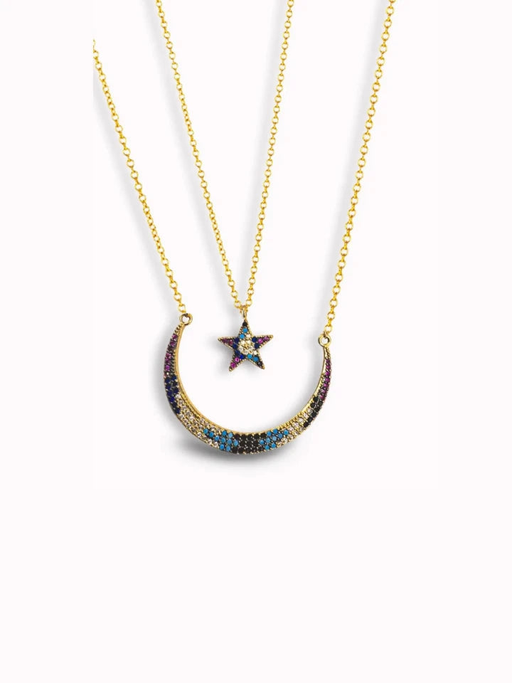 Title Product vendor Necklaces Colorful Moon & Star Necklace