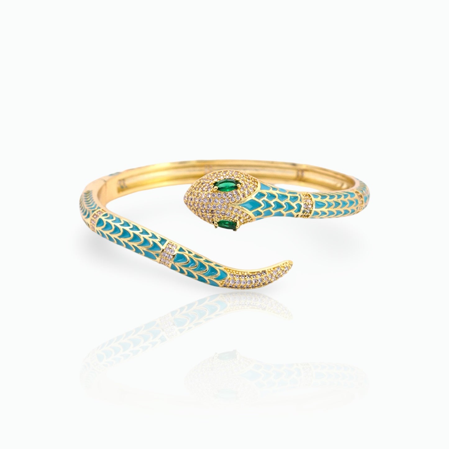 Mæktub Gold-Plated Sky Blue Mystic Snake Bangle